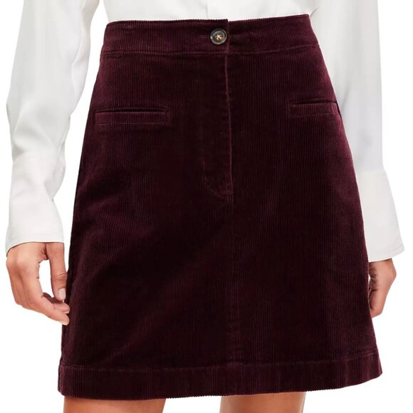 LOFT Dresses & Skirts - LOFT Corduroy Mini Pocket Skirt in Deep Burgundy Size 8 NWT